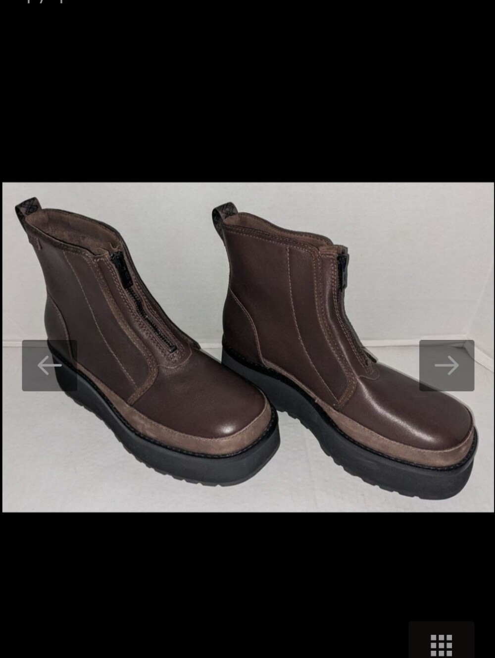 UGG Womens Burnt Brown Front-Zip Platform Ankle Boots